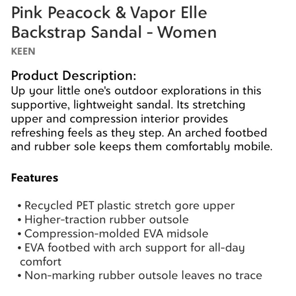 SOLD NWT Keen Pink Peacock & Vapor Elle Arch Support Machine Washable Sandal - Picture 11 of 15